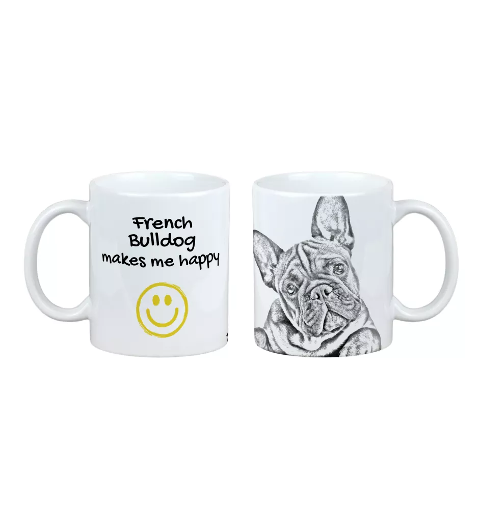 Französische Bulldogge - Tasse mit Hund, fröhliche Tasse für Hundeliebhaber, personalisiertes Geschenk der Marke Art-Dog