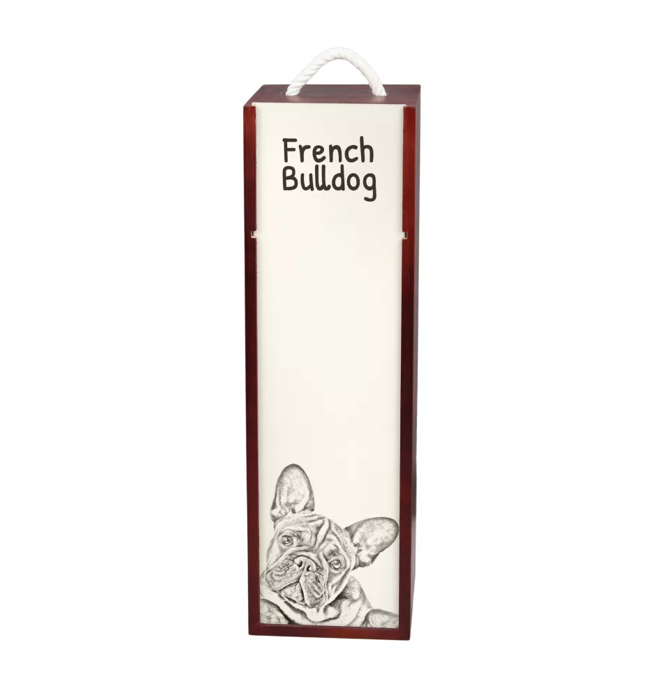 Bouledogue français - boîte à vin avec chien, boîte à alcool avec graphisme, boîte cadeau personnalisée de la marque Art-Dog