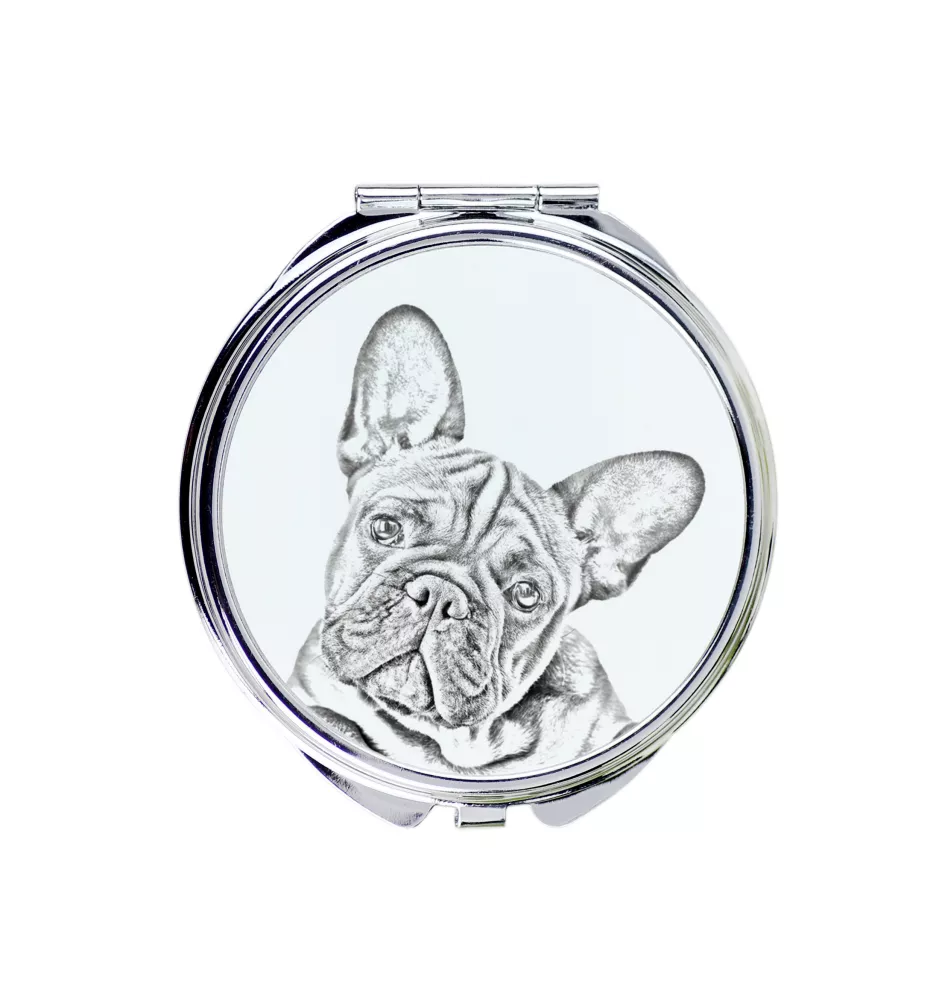 Bouledogue français - miroir de poche avec chien, miroir personnalisé pour sac à main, miroir compact avec impression de la marque Art-Dog