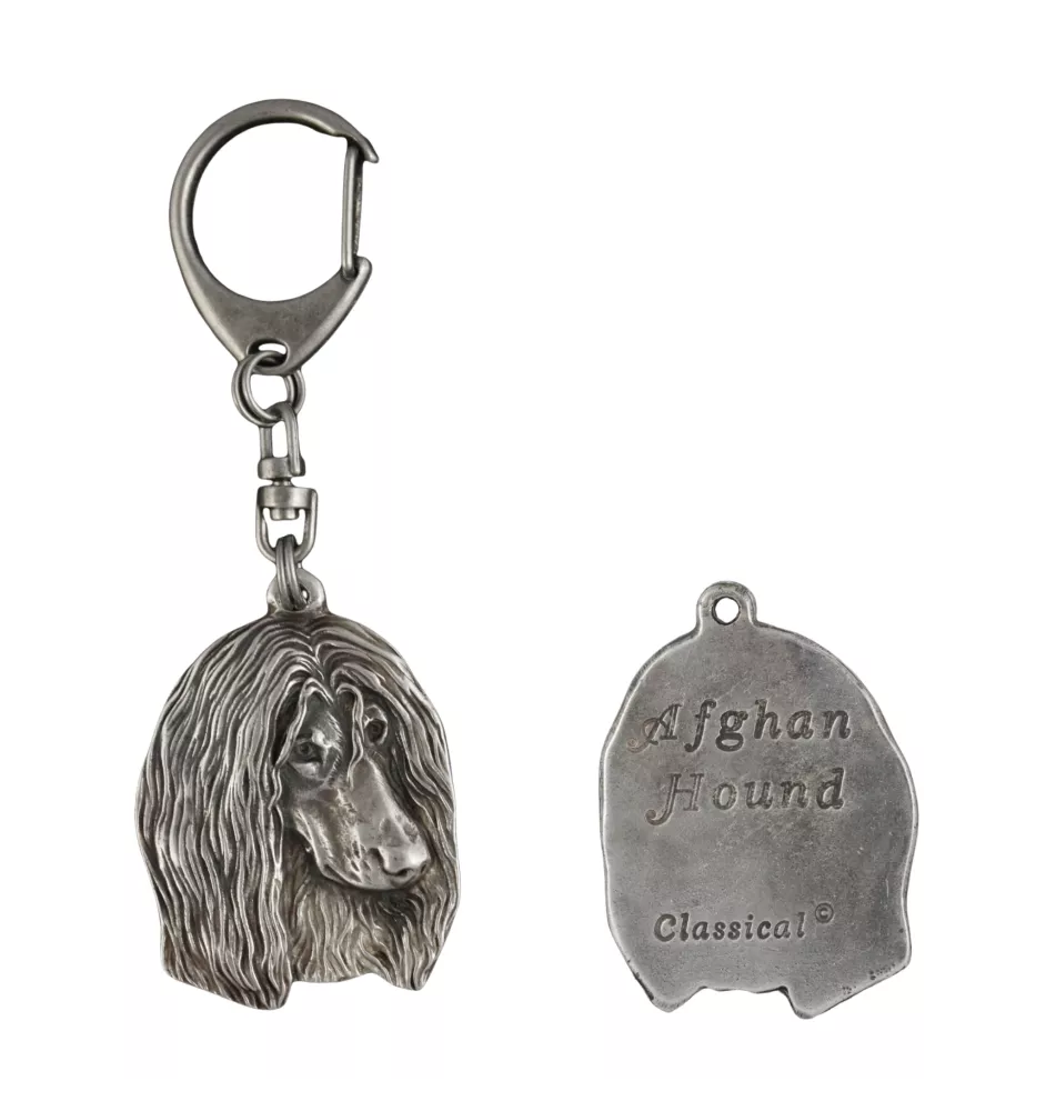 Afghanischer Windhund, Afghane II - Versilberter Schlüsselanhänger mit Hund, Handtaschen-Dekoration, Rucksack-Anhänger der Marke Art-Dog
