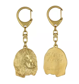 Levrier afghan, Tazi II - Porte-clés doré avec chien, décoration de sac à main, accessoire de luxe de la marque Art-Dog