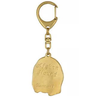 Afghan Hound, Tazi II - Gilded key ring with dog, handbag decoration, luxury accessory by Art-Dog brand