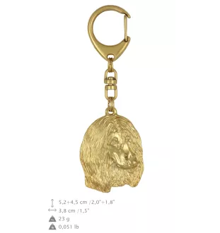 Afghanischer Windhund, Afghane II - Vergoldeter Schlüsselanhänger mit Hund, Handtaschenschmuck, Luxus-Accessoire der Marke Art-Dog