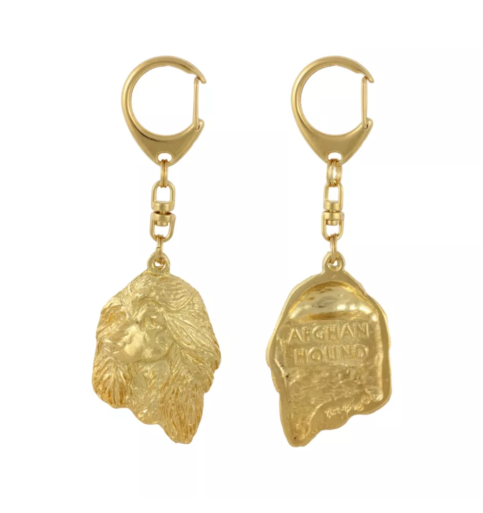 Afghan Hound, Tazi I - Gilded key ring with dog in gift box, handbag decoration, luxury accessory by Art-Dog brand