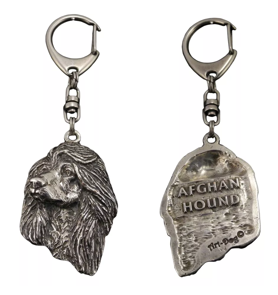 Levrier afghan, Tazi I - Porte-clés argenté avec un chien dans une boîte cadeau, décoration de sac à main, pendentif de sac à dos par la marque Art-Dog