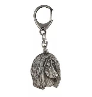 Afghan Hound, Tazi II - Silver-plated key ring with a dog in a gift box, handbag decoration, backpack pendant by Art-Dog brand