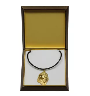 Afghanischer Windhund, Afghane I - Hundehalsband in Geschenkbox, vergoldeter Anhänger für Hundefans, auffälliger Schmuck von Art-Dog