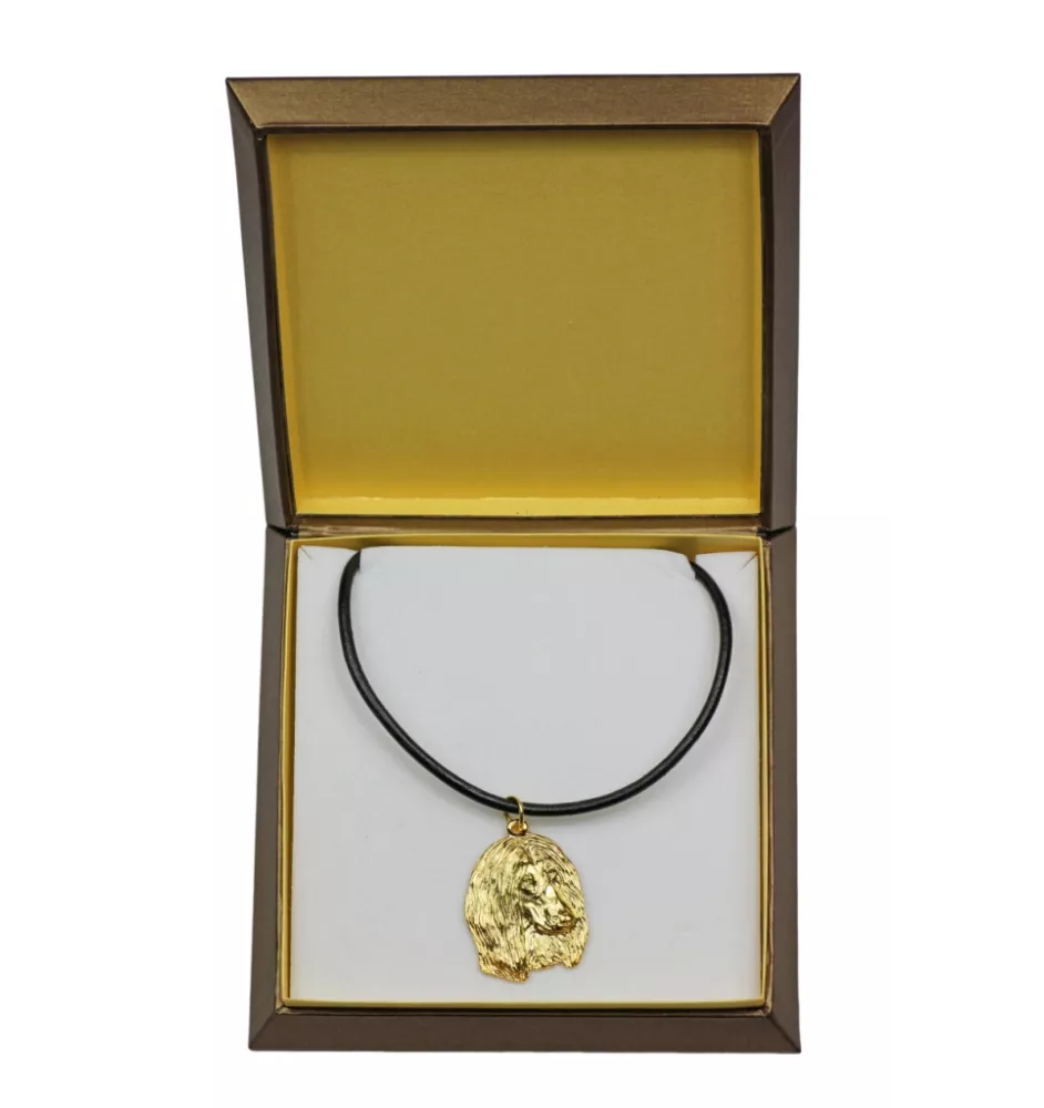 Afghan Hound, Tazi II - Dog necklace in gift box, gold-plated pendant for dog fan, striking jewellery by Art-Dog