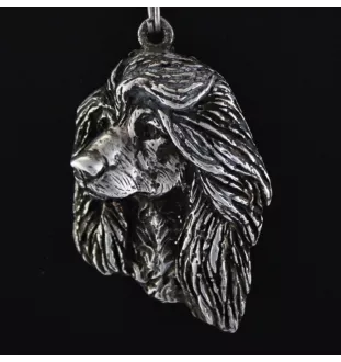 Afghanischer Windhund, Afghane I - Hundehalsband in Geschenkbox, versilbertes Medaillon für Hundefans, markanter Anhänger der Marke Art-Dog