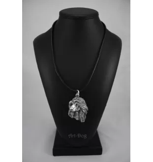 Levrier afghan, Tazi I - Collier de chien dans une boîte cadeau, médaillon argenté pour fan de chien, pendentif remarquable de la marque Art-Dog