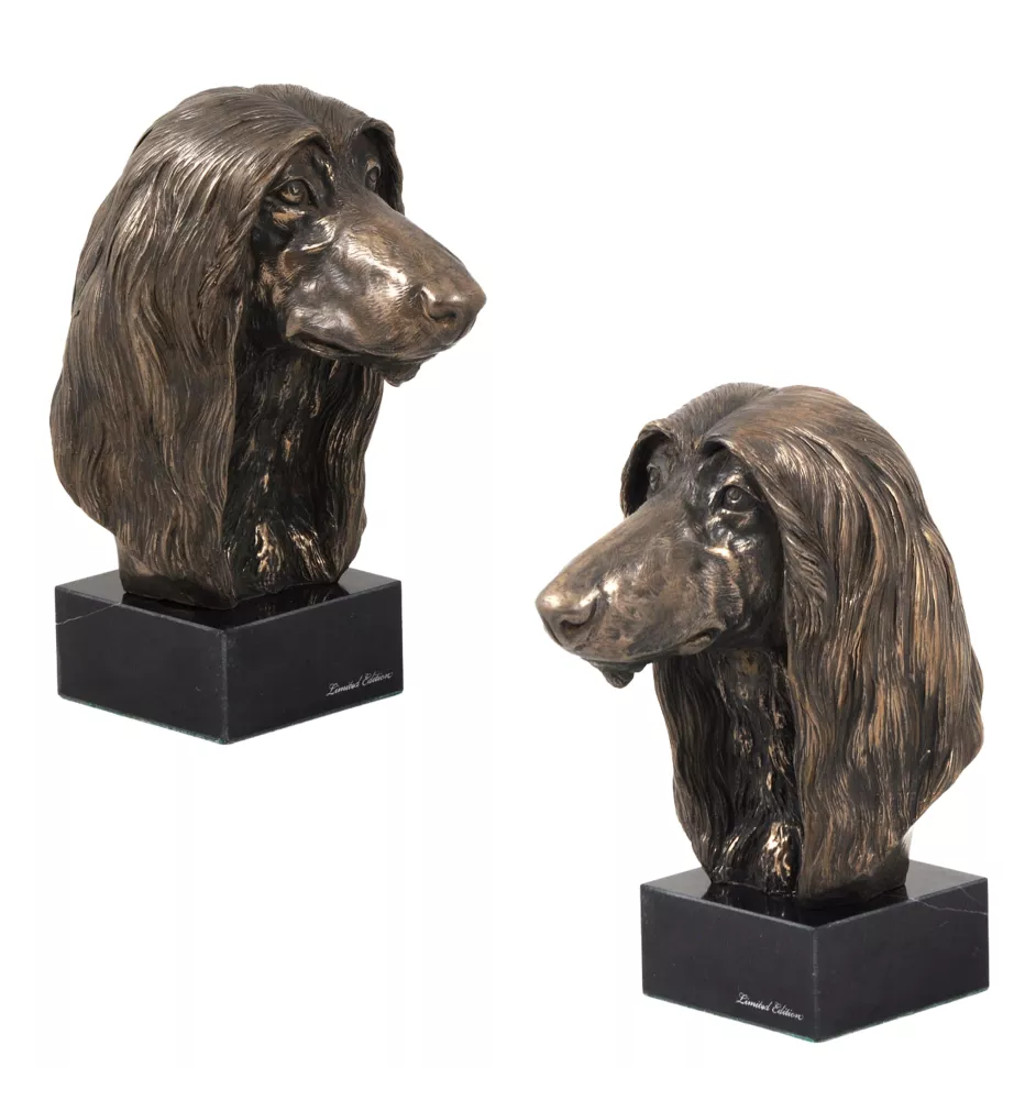 Levrier afghan, Tazi - Statue de chien, buste sur socle en pierre, sculpture, trophée pour exposition canine par la marque Art-Dog