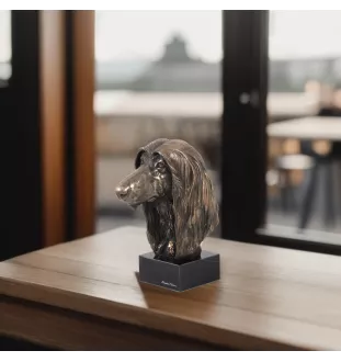 Levrier afghan, Tazi - Statue de chien, buste sur socle en pierre, sculpture, trophée pour exposition canine par la marque Art-Dog