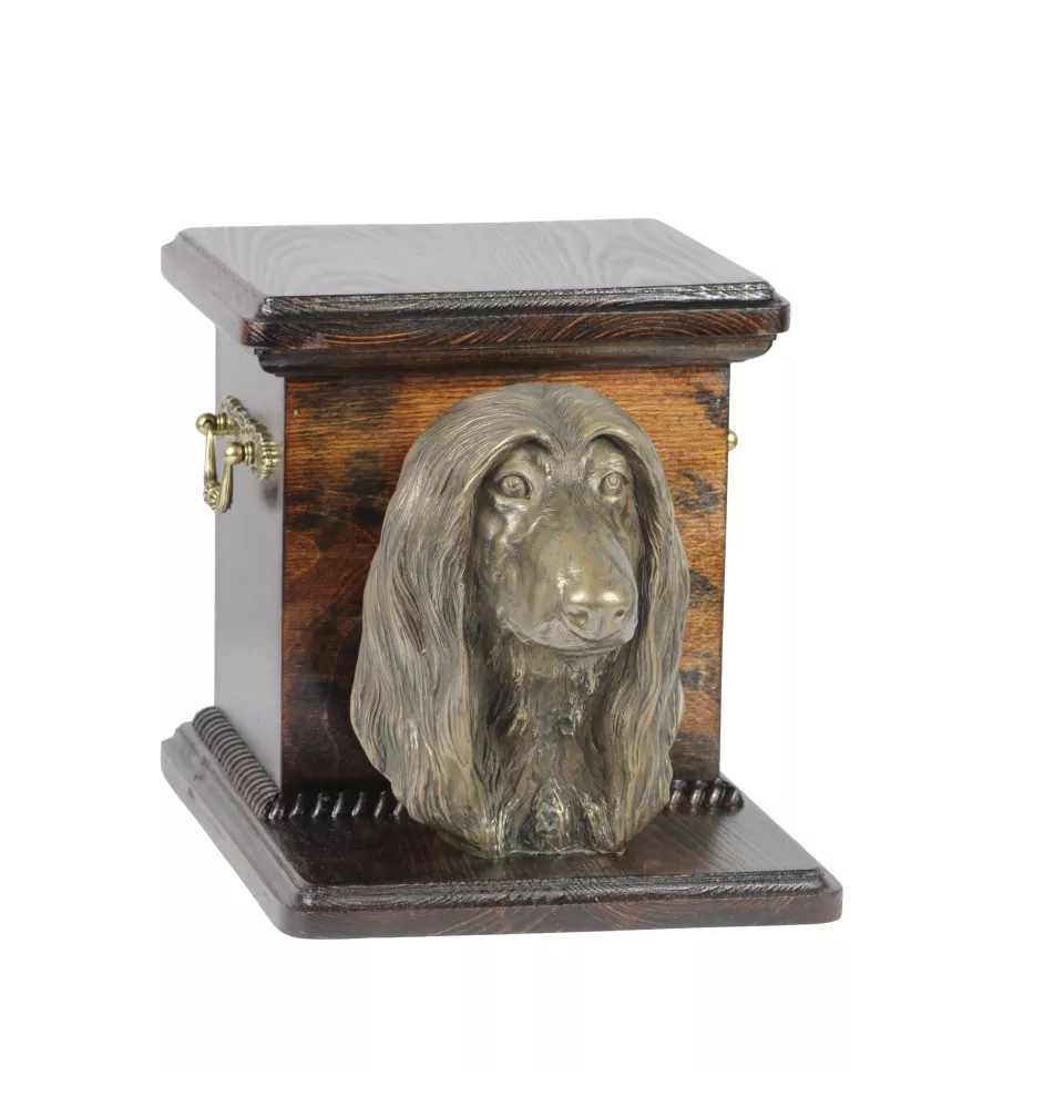 Levrier afghan, Tazi - urne pour les cendres d'un chien avec une statuette, une urne élégante pour chien, une urne exceptionnelle avec un buste de chien de la marque Art-Dog