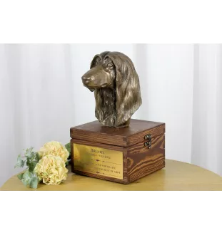 Afghan Hound, Tazi - urn for dog ashes with a statuette, small urn for a dog, personalized urn with a bust of a dog by Art-Dog brand
