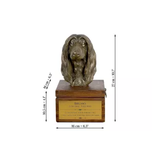 Afghan Hound, Tazi - urn for dog ashes with a statuette, small urn for a dog, personalized urn with a bust of a dog by Art-Dog brand