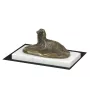 Afghan Hound, Tazi - dog figurine, statue on white marble, trophy for Art-Dog dog show exhibition