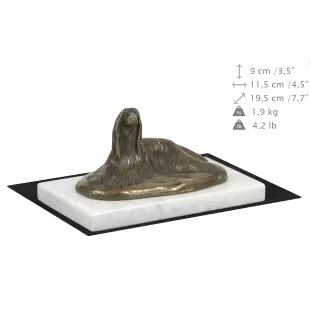 Afghan Hound, Tazi - dog figurine, statue on white marble, trophy for Art-Dog dog show exhibition