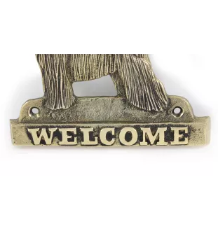 Afghan Hound, Tazi - a door sign with a dog, a brass welcome plaque, a unique sign with the inscription Welcome from the Art-Dog brand