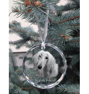 Levrier afghan, Tazi - boule de Noël en cristal avec une photo, photo de chien dans le cristal, décoration personnalisée pour sapin de Noël de la marque Art-Dog