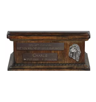 Levrier afghan, Tazi I - urne pour cendres de chien, urne personnalisée avec une statuette, urne en bois avec un chien de la marque Art-Dog