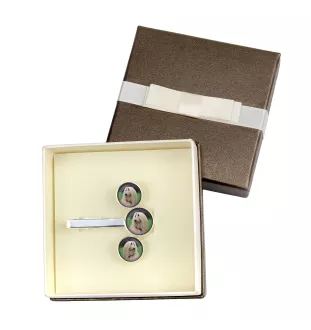 Afghanischer Windhund, Afghane Ärmelknöpfe und Krawatte mit Ihrem Foto, Anzugaccessoire, Herrenschmuck der Marke Art-Dog