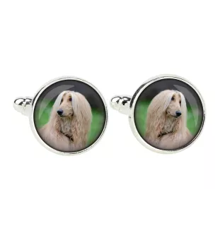Afghan Hound, Tazi - cufflinks and tie with your photo, a suit decoration, men's jewelry from the Art-Dog brand.