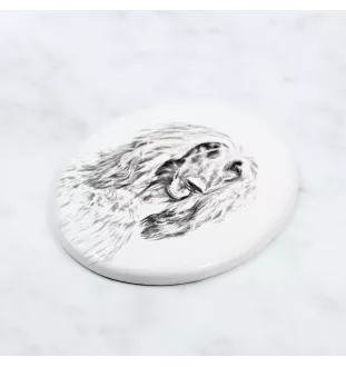 Levrier afghan, Tazi - une plaque commémorative avec une photo de chien, une plaque funéraire avec une impression, une plaque ovale personnalisée de la marque Art-Dog