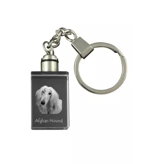 Afghanischer Windhund, Afghane - Schlüsselanhänger aus Kristall mit Hundefoto, beleuchteter Schlüsselanhänger, einzigartiges Geschenk der Marke Art-Dog