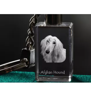 Afghanischer Windhund, Afghane - Schlüsselanhänger aus Kristall mit Hundefoto, beleuchteter Schlüsselanhänger, einzigartiges Geschenk der Marke Art-Dog