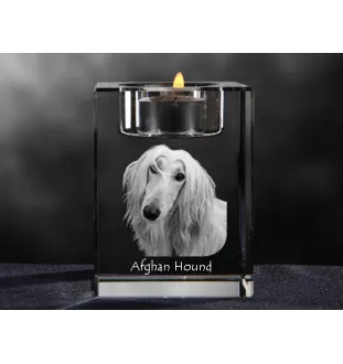 Afghan Hound, Tazi - Candle holder with dog photo, crystal tealight holder, personalised gift by Art-Dog brand