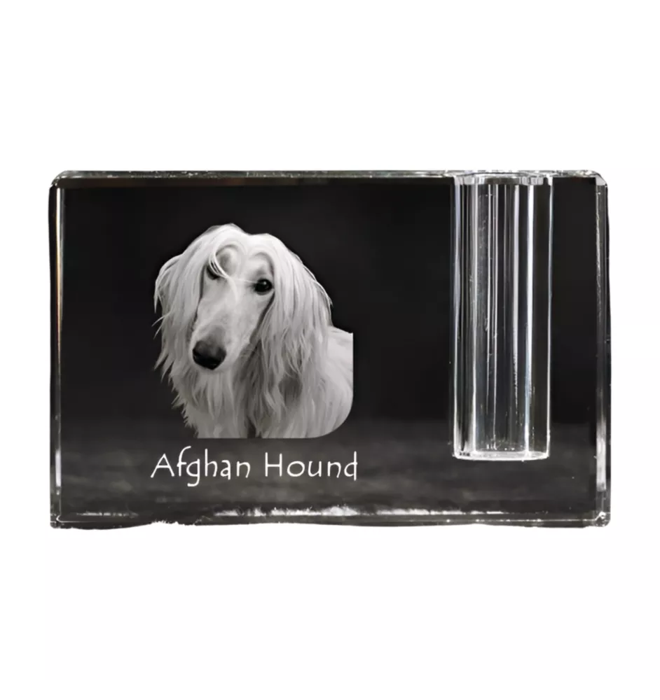 Afghan Hound, Tazi - Pen stand, crystal organiser with dog photo, unique desk decoration by Art-Dog brand