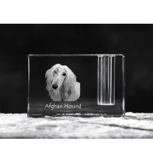 Afghan Hound, Tazi - Pen stand, crystal organiser with dog photo, unique desk decoration by Art-Dog brand