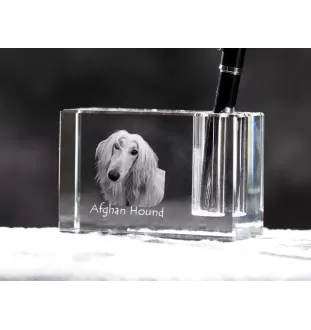 Afghan Hound, Tazi - Pen stand, crystal organiser with dog photo, unique desk decoration by Art-Dog brand