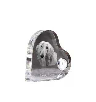 Levrier afghan, Tazi - horloge en cristal avec une photo de chien, horloge de table en forme de cœur, horloge debout personnalisée de la marque Art-Dog
