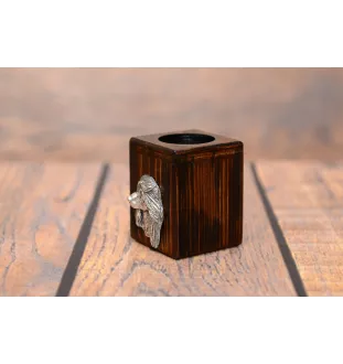 Afghanischer Windhund, Afghane I - Holzkerzenständer mit Hund, einzigartiges Andenken an den Verlust eines Hundes, Handwerkskunst der Marke Art-Dog