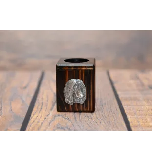 Afghan Hound, Tazi II - wooden candle holder with a dog, a unique souvenir after losing a dog, a handicraft from the Art-Dog brand