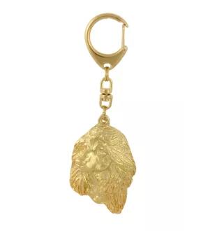 Levrier afghan, Tazi I - porte-clés et collier avec chien dans une boîte, produit plaqué or de haute qualité, marque Art-Dog