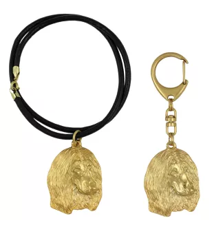 Afghanischer Windhund, Afghane II - Schlüsselanhänger und Halskette mit Hund in einer Box, vergoldetes Produkt von hoher Qualität, Marke Art-Dog