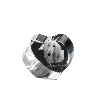 Afghan Hound, Tazi - a photo of a dog in crystal, crystal heart, unique photo frame from the Art-Dog brand