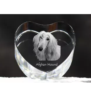 Afghan Hound, Tazi - a photo of a dog in crystal, crystal heart, unique photo frame from the Art-Dog brand