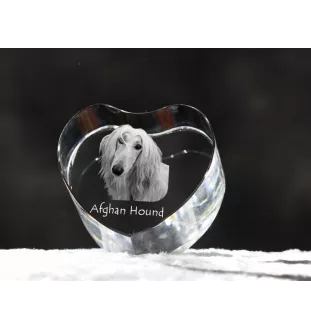 Afghan Hound, Tazi - a photo of a dog in crystal, crystal heart, unique photo frame from the Art-Dog brand