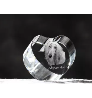 Afghan Hound, Tazi - a photo of a dog in crystal, crystal heart, unique photo frame from the Art-Dog brand