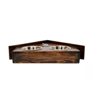 Afghan Hound, Tazi I - wooden stand with bowls for a dog, decorative dog bowls, a gift for adopting a dog from the Art-Dog brand