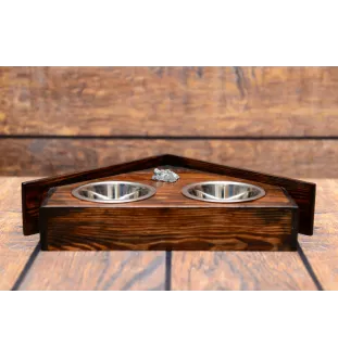 Afghan Hound, Tazi I - wooden stand with bowls for a dog, decorative dog bowls, a gift for adopting a dog from the Art-Dog brand