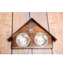 Afghan Hound, Tazi II - wooden stand with bowls for a dog, decorative dog bowls, a gift for adopting a dog from the Art-Dog brand