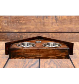 Afghan Hound, Tazi II - wooden stand with bowls for a dog, decorative dog bowls, a gift for adopting a dog from the Art-Dog brand