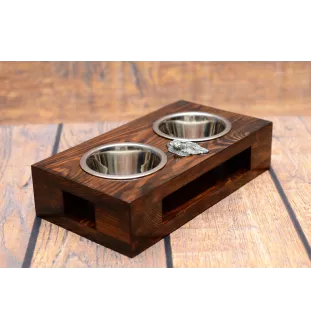 Levrier afghan, Tazi I - support en bois avec des bols pour chien, bols pour chien en acier, cadeau pour l'adoption d'un chien de la marque Art-Dog