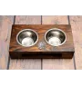 Afghan Hound, Tazi II - wooden stand with bowls for a dog, steel dog bowls, a gift for adopting a dog from the Art-Dog brand
