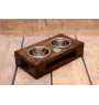 Afghan Hound, Tazi II - wooden stand with bowls for a dog, steel dog bowls, a gift for adopting a dog from the Art-Dog brand