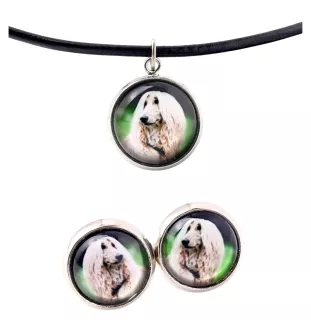 Afghanischer Windhund, Afghane - Schmuck mit Ihrem Foto-Box, Halskette und Ohrringe-Set, personalisierte Produkte der Marke Art-Dog.